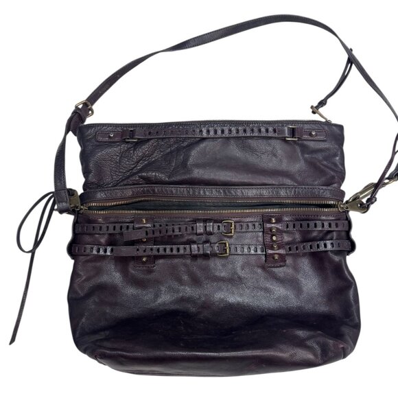 EUC Joelle Hawkens by Treesje Leather Crossbody / Shoulder Bag – Dark Plum